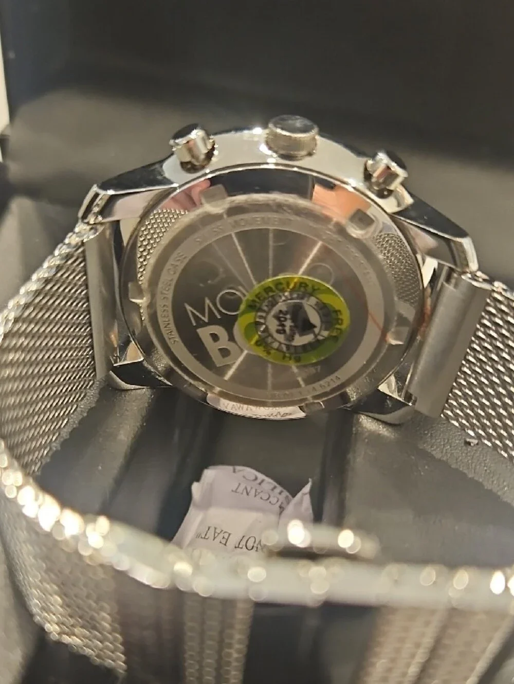 Movado Men’s Bold Black Mesh Bracelet Chronograph with Silver Dial